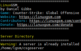 LinuxGSM install